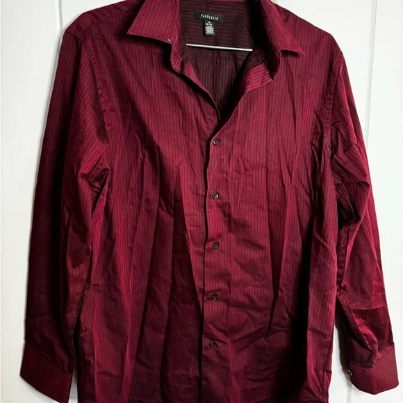 Van Heusen Deep Red Striped Shirt - Picture 1 of 2